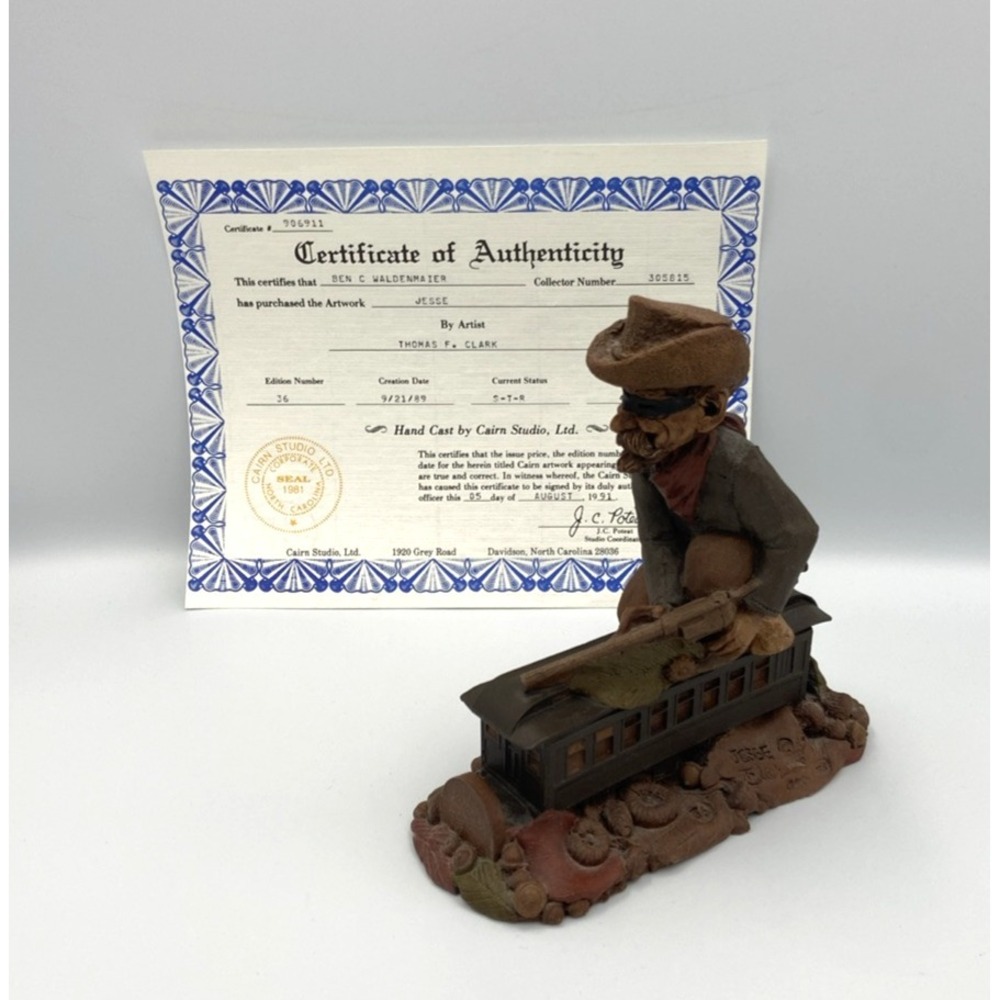 Vtg Tom Clark Jesse #36 Gnome Train COA Resin Cairn Studios Made in USA
